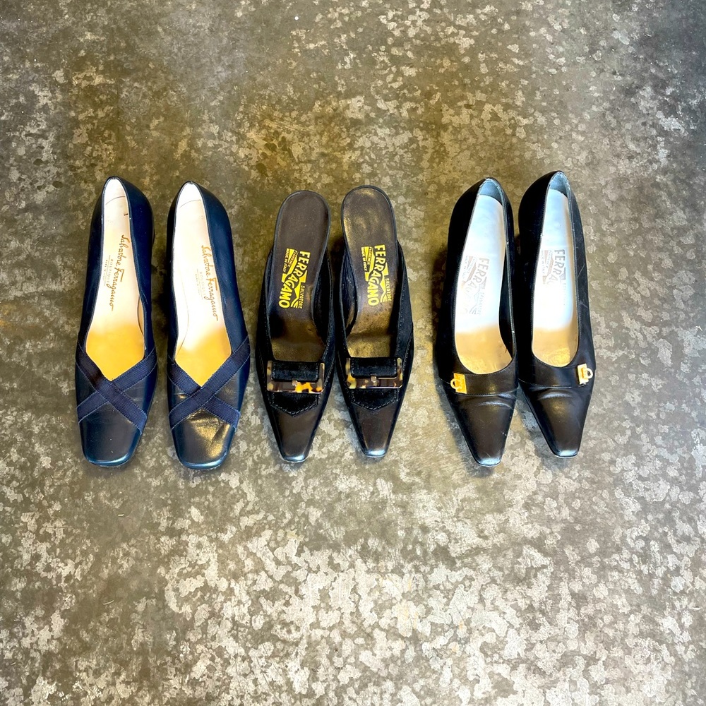 Lot- 3 pair Salvatore Ferragamo shoes